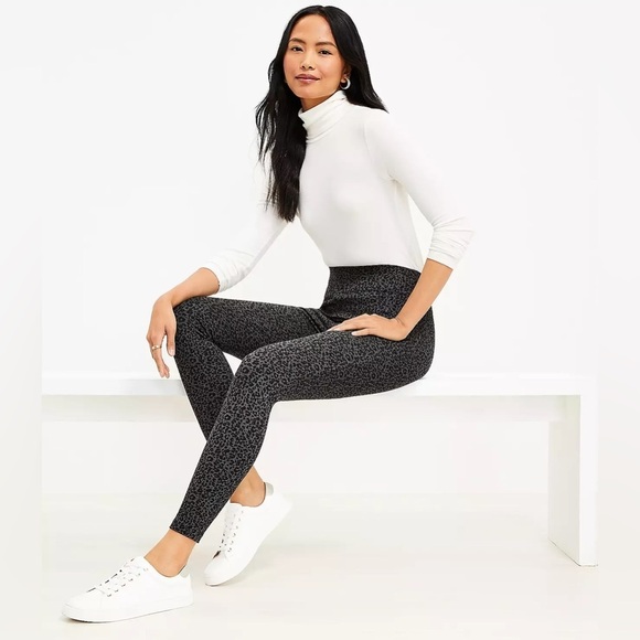 Loft Petite Leopard Print Ponte Leggings - Picture 3 of 9